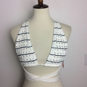 Solid & Striped Bikini Top Camilla Striped Knit Criss Cross Wrap Swimwear